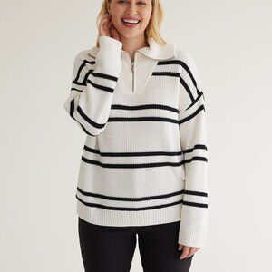 Black and white striped knit sweater size Large
